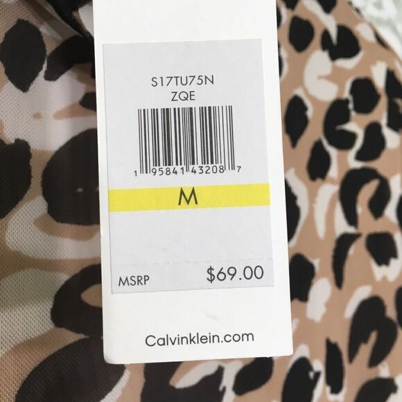 CALVIN KLEIN ANIMAL PRINT MOCK NECK TOP AND RUCHED MIDI SKIRT STRETCH SET M NWT - Picture 7 of 16